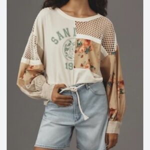 Anthropology Pilcro Patchwork Batwing Top size xxs
